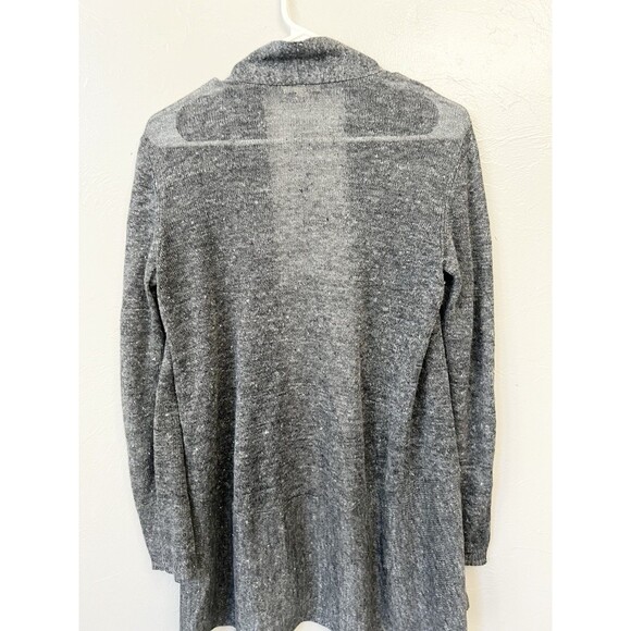 EILEEN FISHER Cardigan XS Organic Linen Slub Sheer Open Front Long Sleeve Gray - Picture 5 of 6